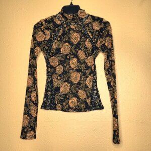 NWT Free People Women's Lyric Lace Top - Black Combo